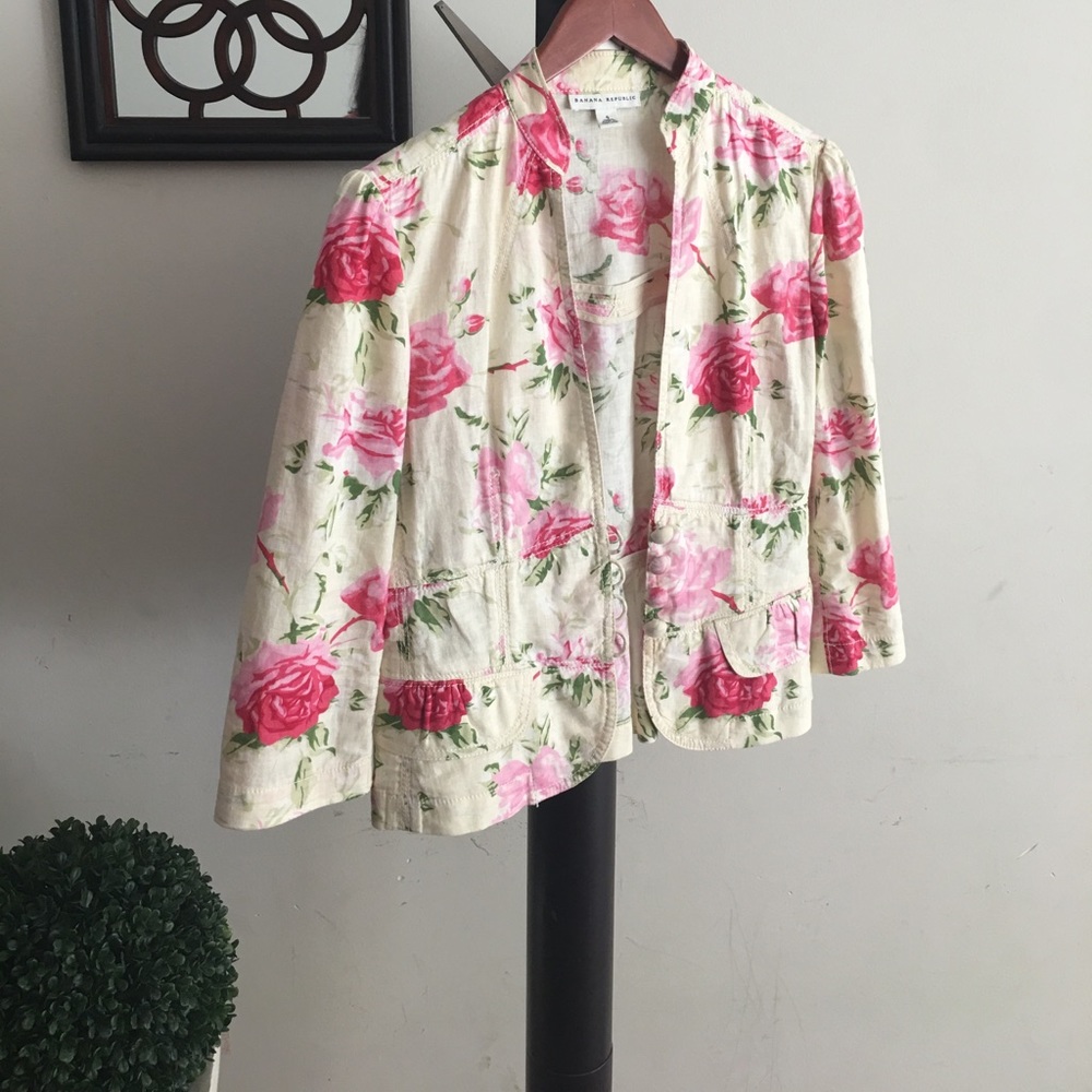 Banana republic linen jacket size 4 floral pattern