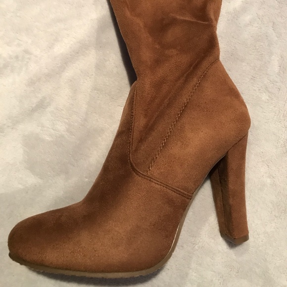 Tan Faux Suede Over the Knee Boots - Picture 6 of 8