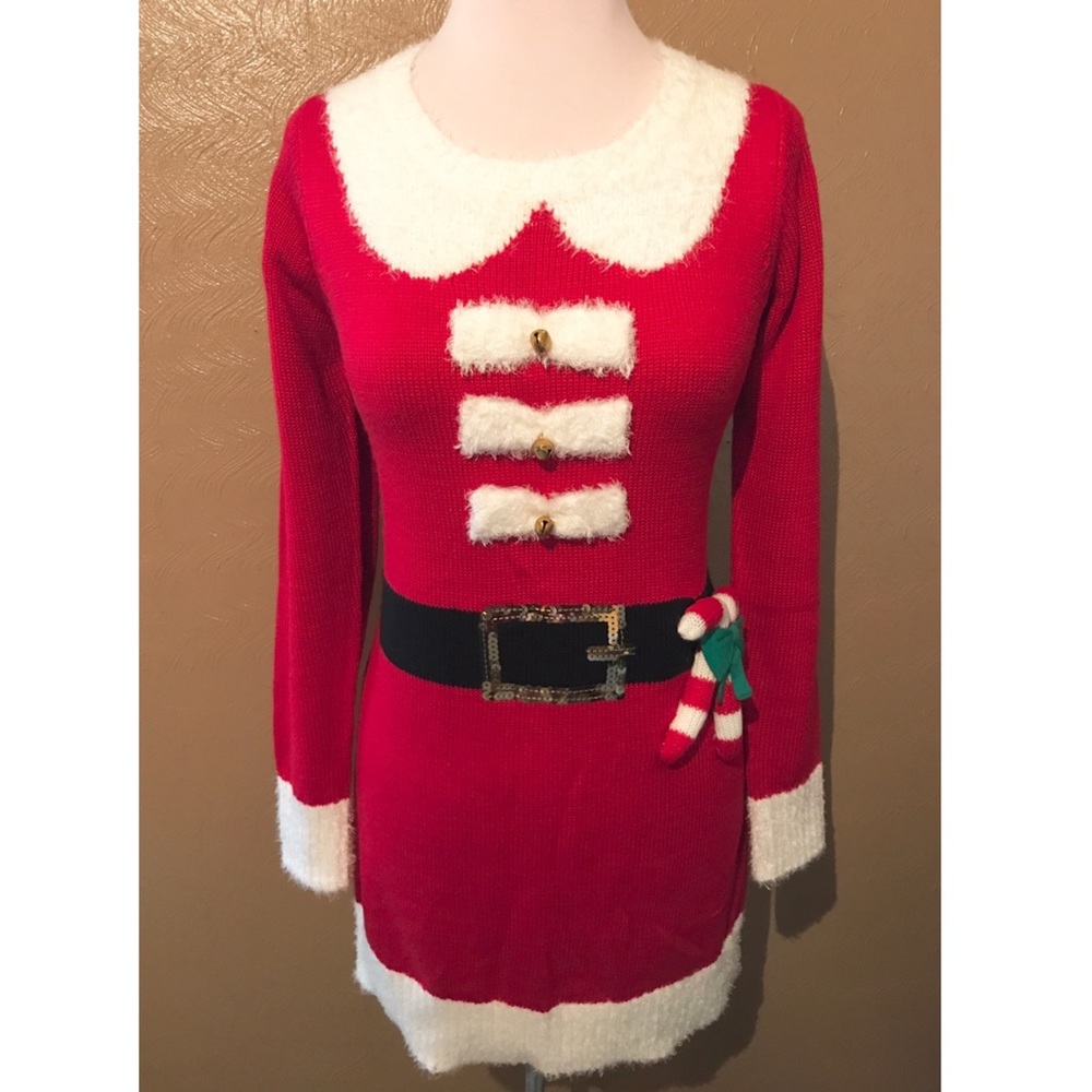 Red Santa Christmas Sweater Dress