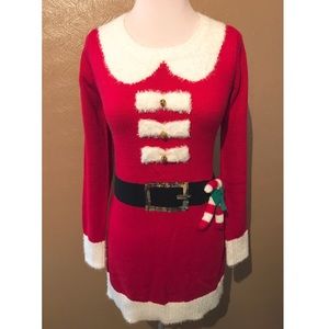 Red Santa Christmas Sweater Dress