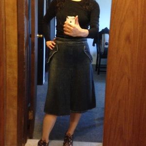 Inverted culottes like jean skirt