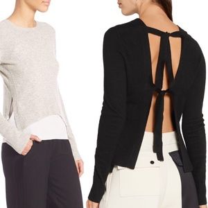 NWOT EXPRESS Woven Knit Back Buckle Tie Sweater