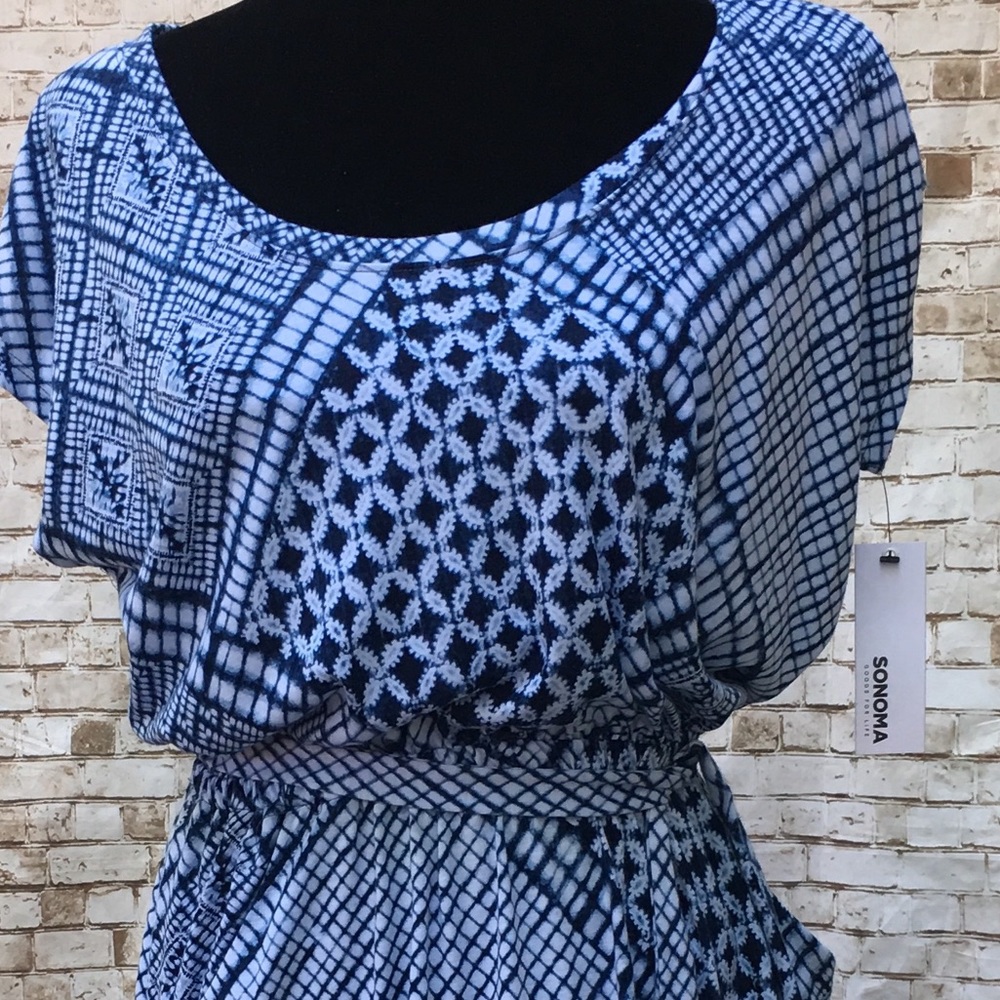 SONOMA WOMENs SLEEVE POLY/RAYON DRESS W/BELT SZ M