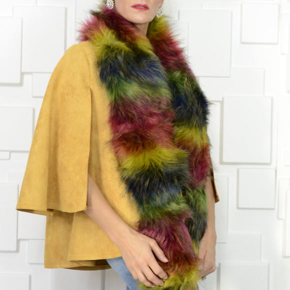 RAINBOW FAUX FUR SCARF - Picture 4 of 5