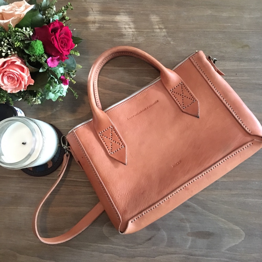 Handmade South African buffalo leather bag nude