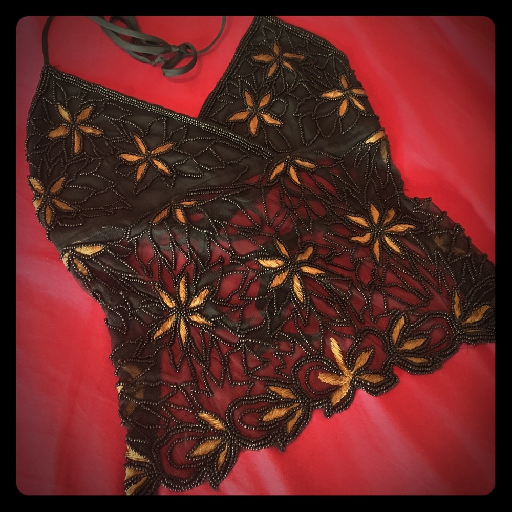 Vintage Forever 21 Beaded backless top