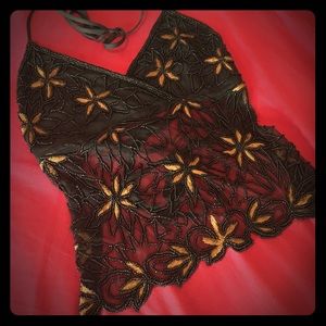 Vintage Forever 21 Beaded backless top