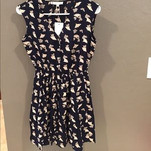 Relished navy and cream fan design dress