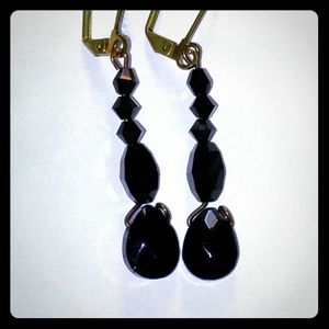 #0089 Ebony Faceted Crystal Drop Earrings