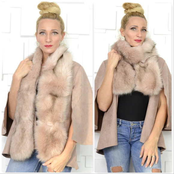 BLUSH PINK FAUX FUR SCARF - Picture 2 of 4