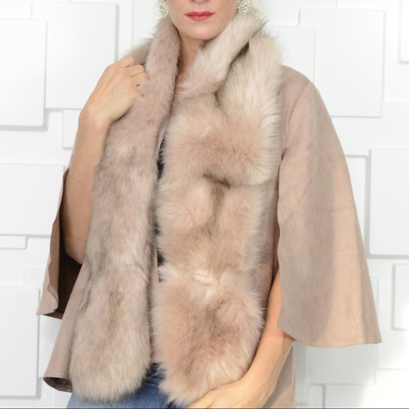 BLUSH PINK FAUX FUR SCARF - Picture 4 of 4