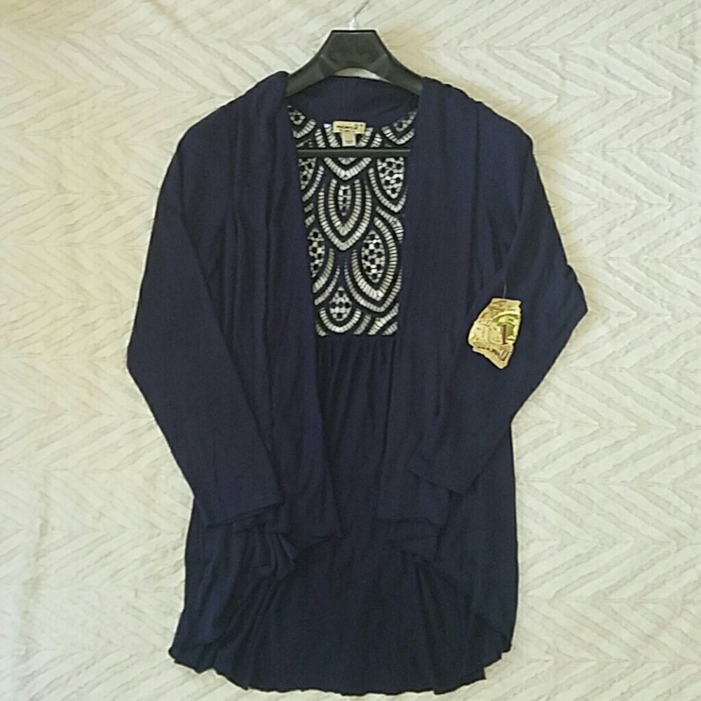 Lace Back Navy Blue Cardigan