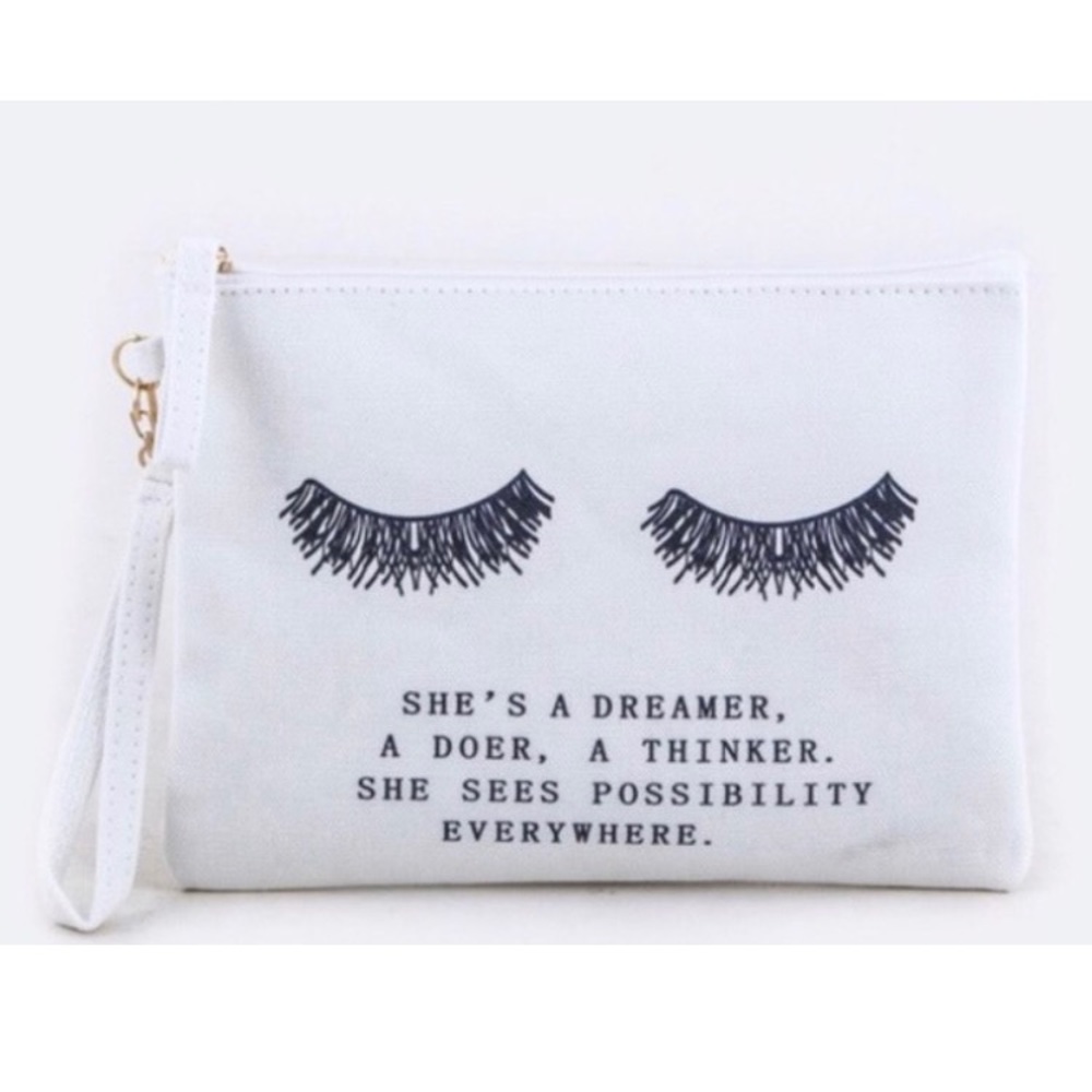 Eyelash Canvas Clutch