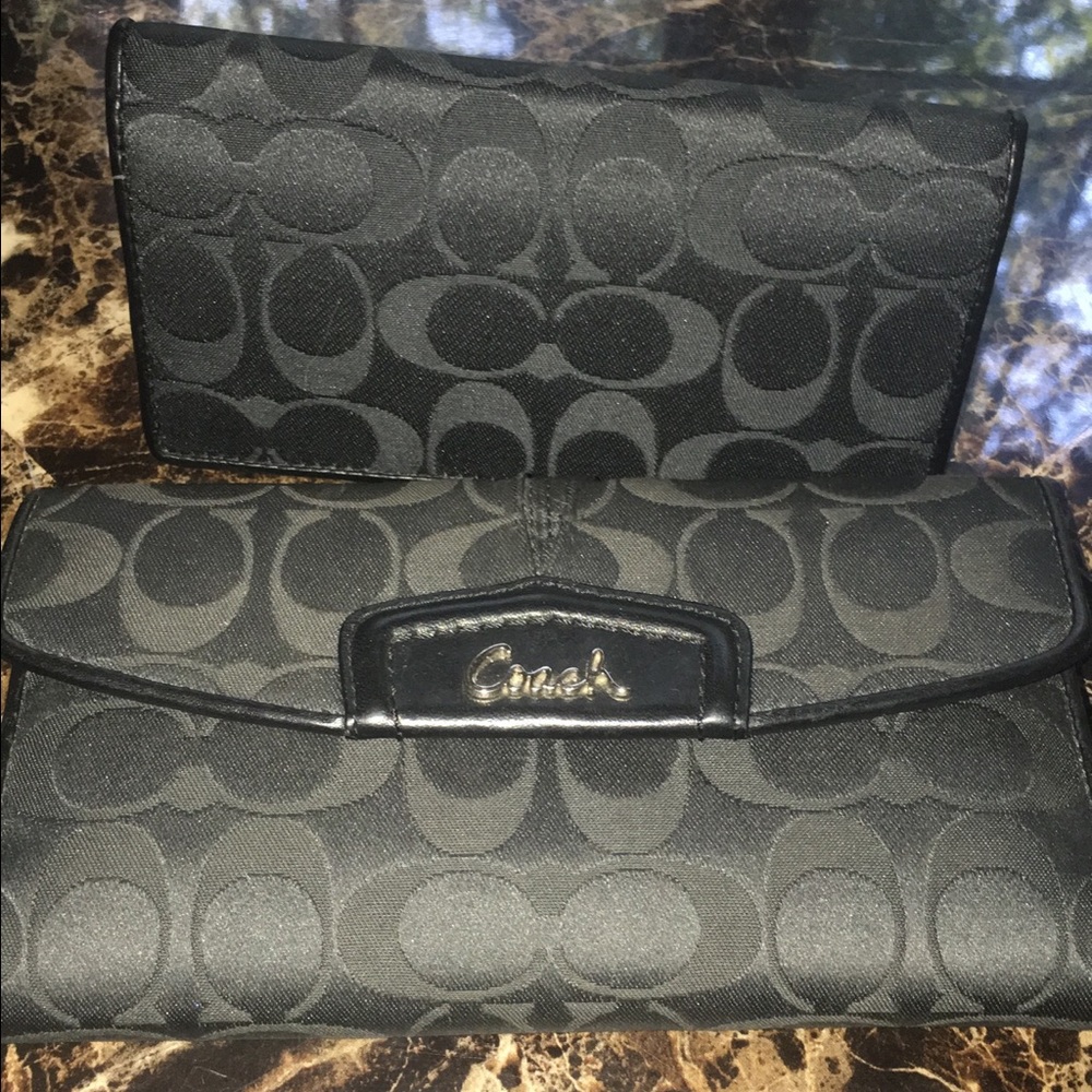 Black coach wallet with matching checkbook insert