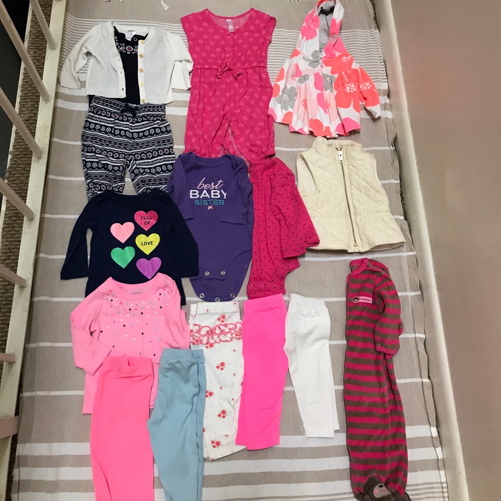 Lot of 16 0-3m & 3m baby girl winter clothes
