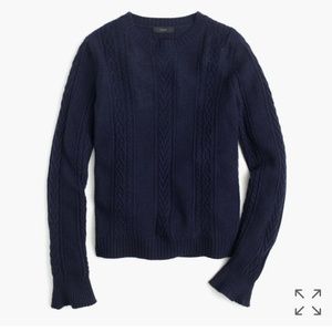 J crew Cable crewneck sweater with ruffle sleeves