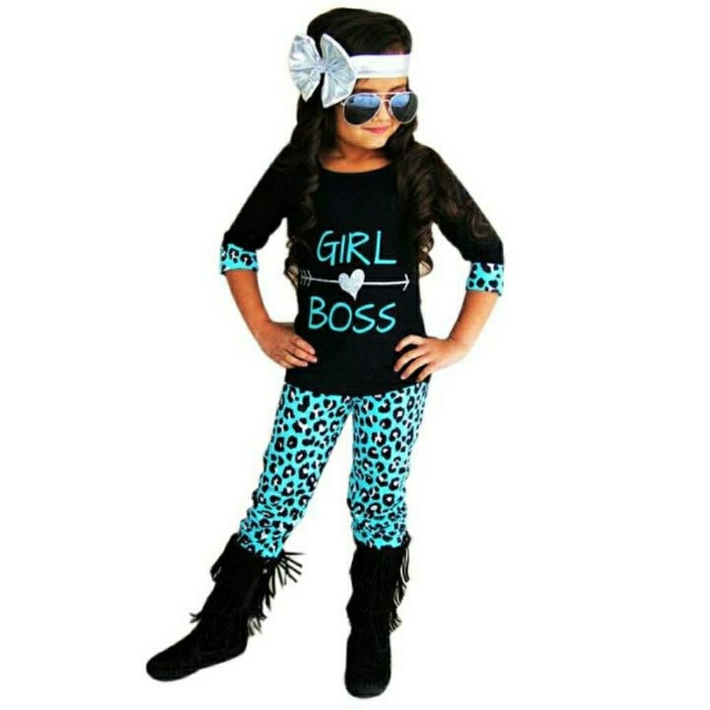 Girls Top & Bottom Leopard Print Outfit