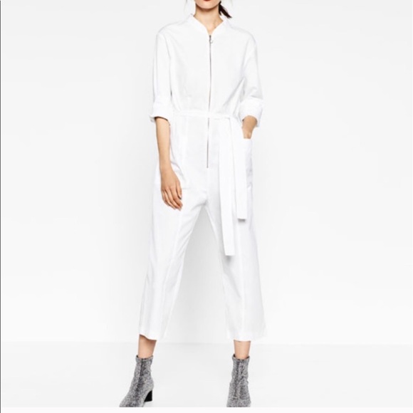 white zip jumpsuit