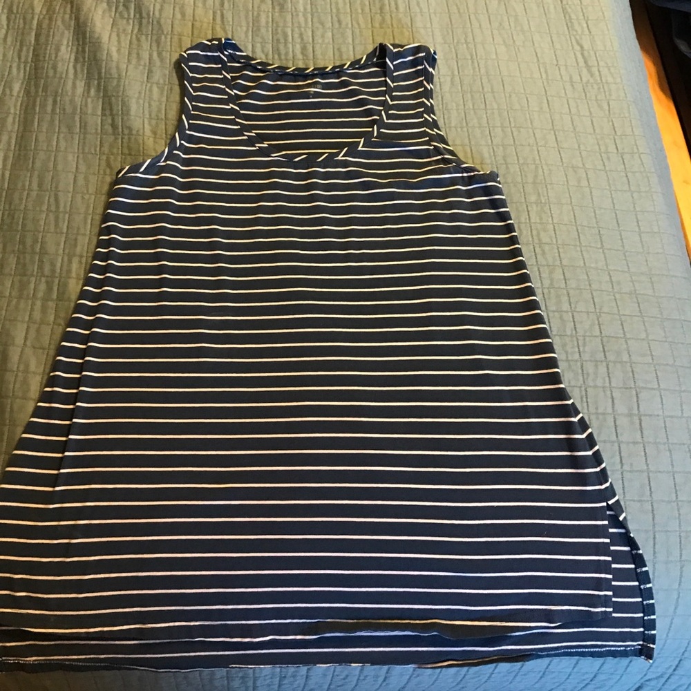 Garnet Hill Medium navy/white striped tank tunic