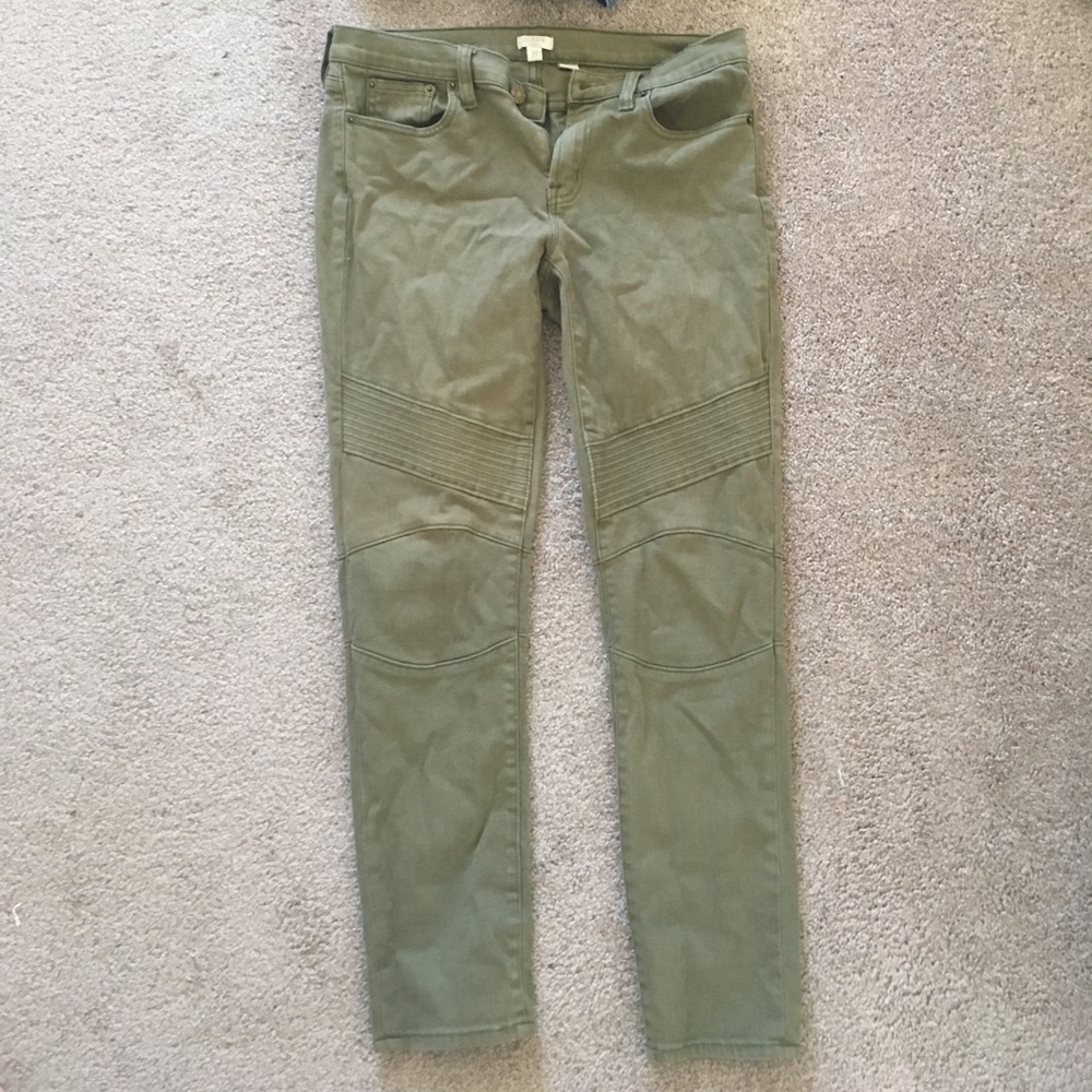 J. Crew Brand New Olive Moto jeans