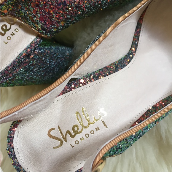 Shellys London Gold Glitter Chester Slingback Pump - Picture 6 of 8