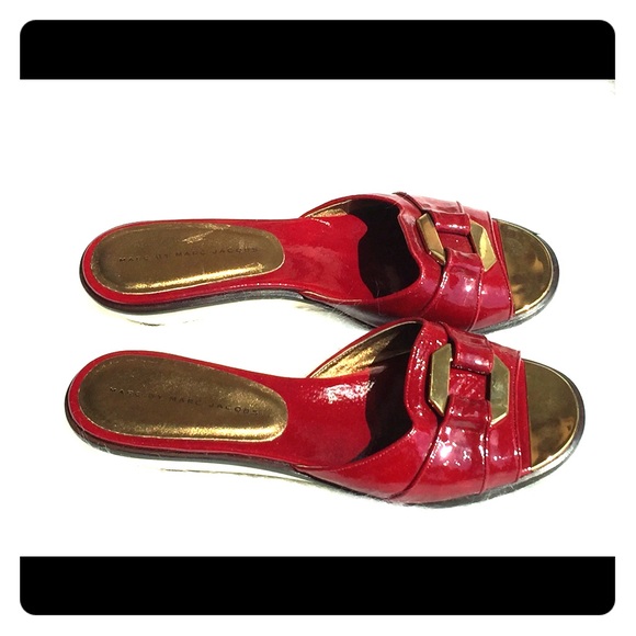 Marc Jacobs ruby red slides Sz 8.5. Worn once - Picture 1 of 8