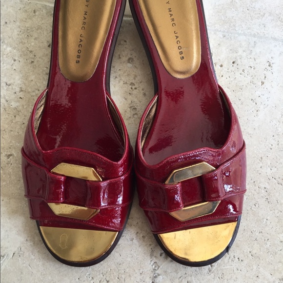 Marc Jacobs ruby red slides Sz 8.5. Worn once - Picture 2 of 8