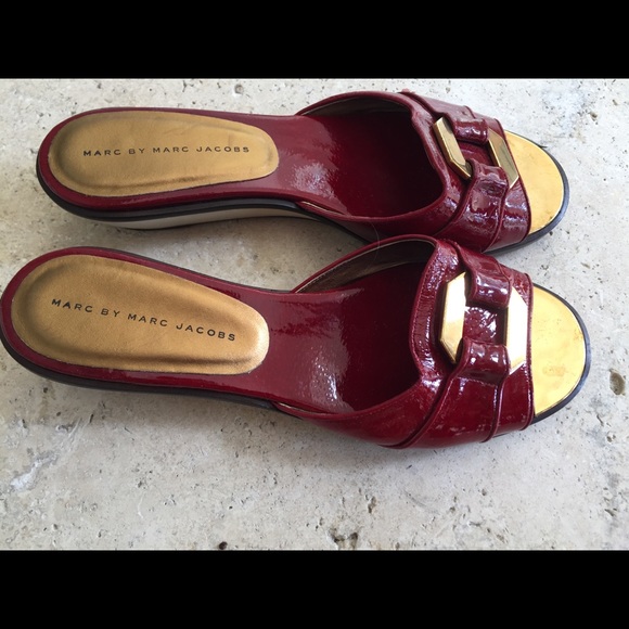 Marc Jacobs ruby red slides Sz 8.5. Worn once - Picture 3 of 8