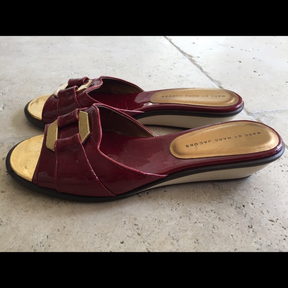 Marc Jacobs ruby red slides Sz 8.5. Worn once - Picture 4 of 8