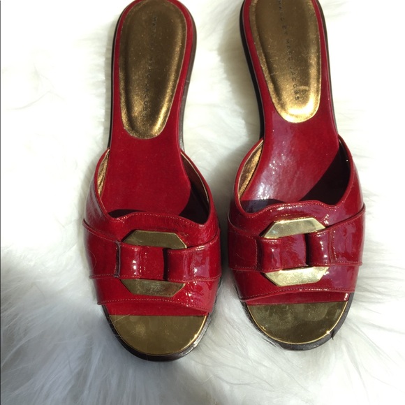 Marc Jacobs ruby red slides Sz 8.5. Worn once - Picture 6 of 8