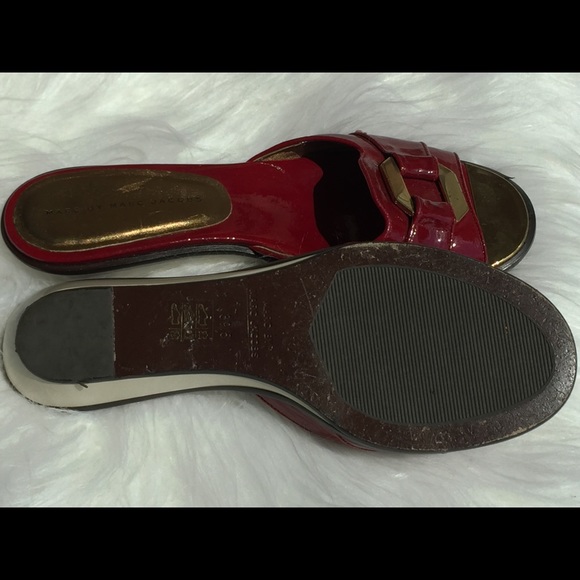 Marc Jacobs ruby red slides Sz 8.5. Worn once - Picture 7 of 8