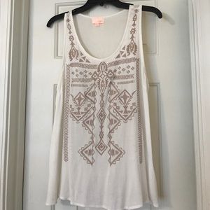 Urban Outfitters White Sheer Aztec Print Blouse