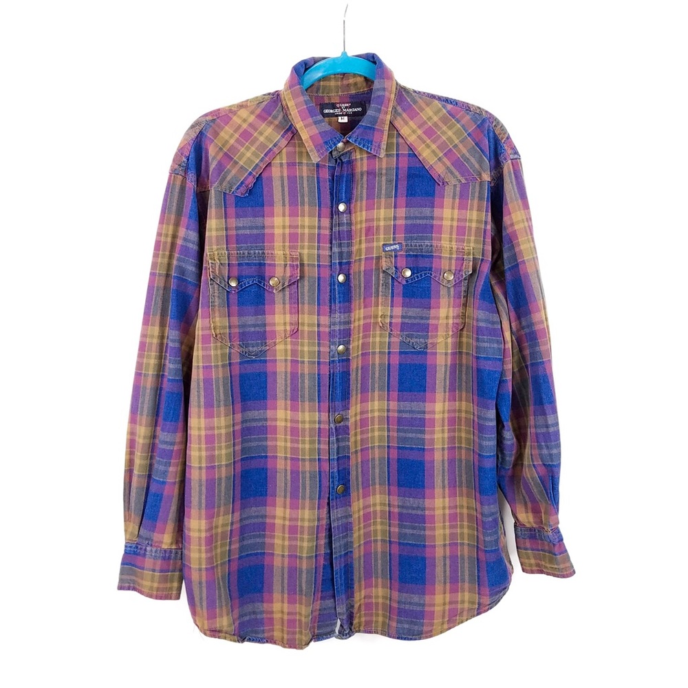 90s Vintage GUESS Plaid Shirt Grunge Snap Front