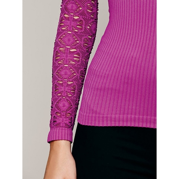 Free People Rib and Lace Turtleneck - Picture 2 of 5