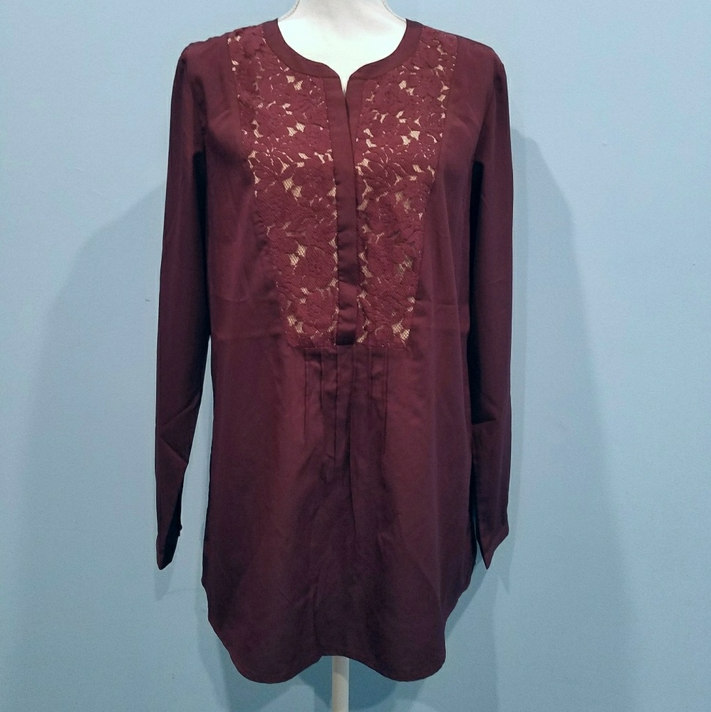 Nine West Vintage America Collection Burgundy Top
