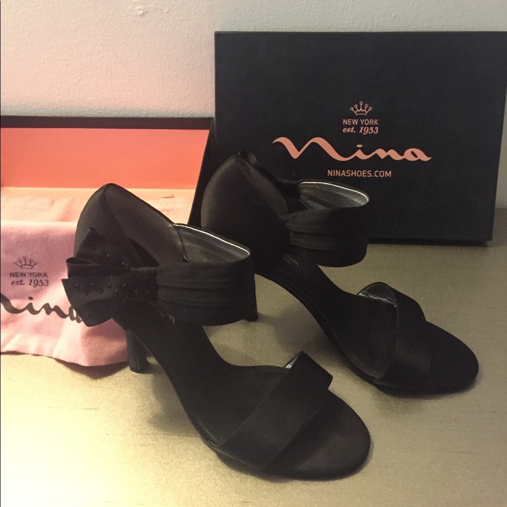 Nina Black Satin heels