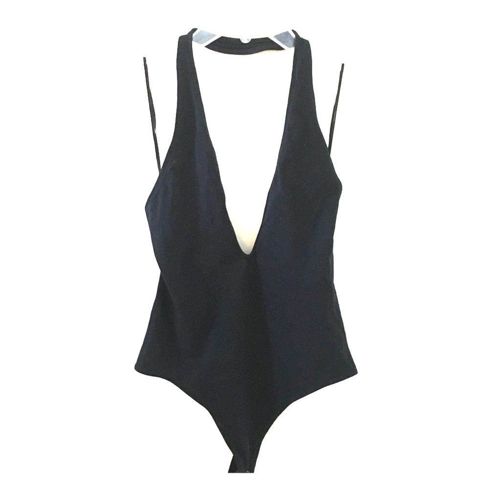 Low plunge halter body suit