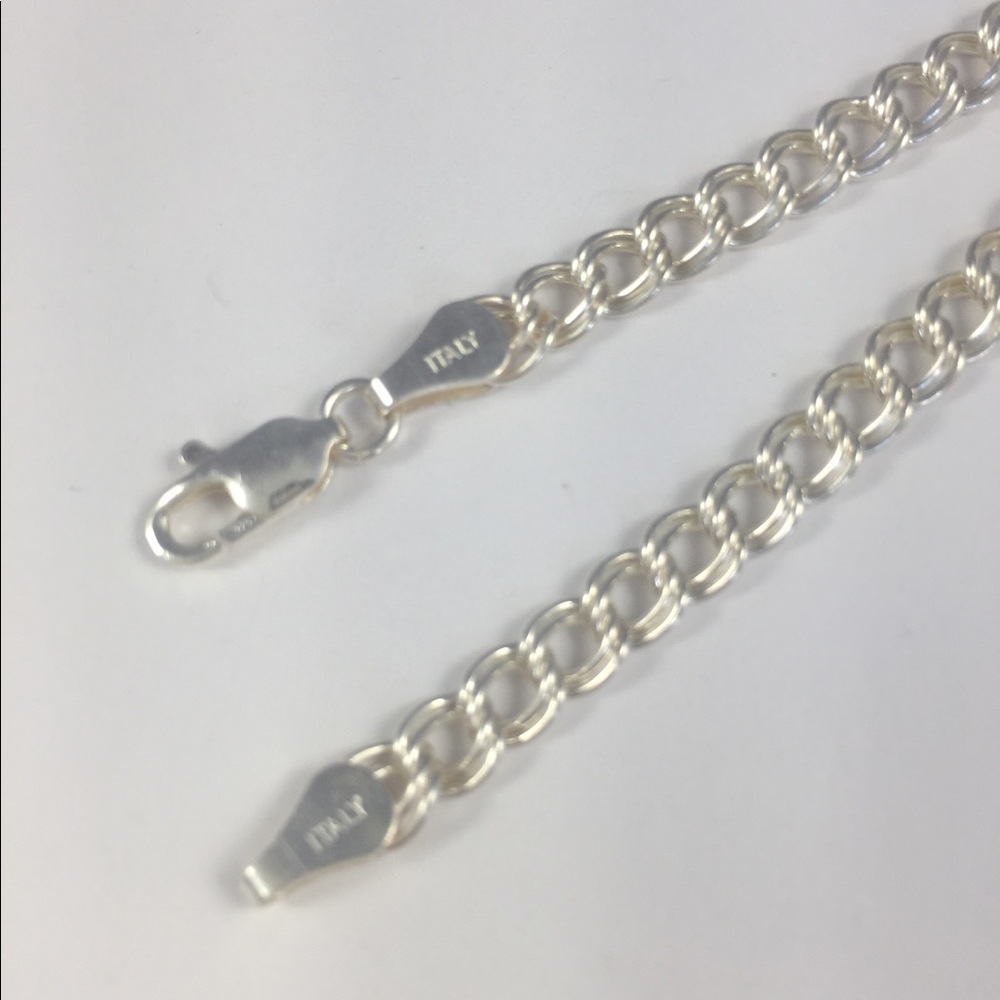 NWT Sterling bracelet .925 7" charm double link - Picture 3 of 5