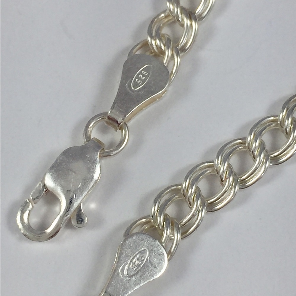 NWT Sterling bracelet .925 7" charm double link - Picture 4 of 5