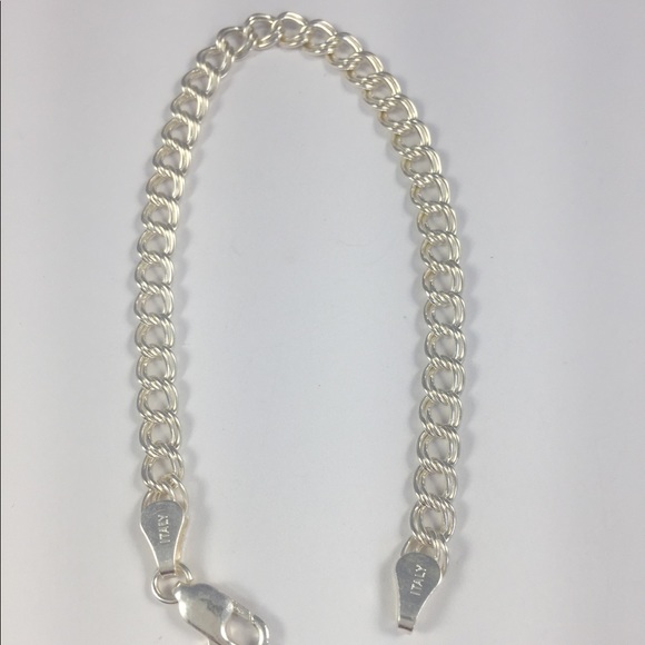 NWT Sterling bracelet .925 7" charm double link - Picture 2 of 5
