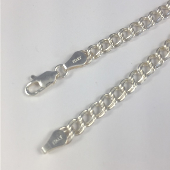 NWT Sterling bracelet .925 7" charm double link - Picture 3 of 5