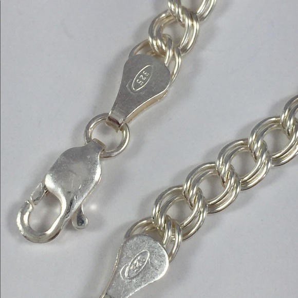 NWT Sterling bracelet .925 7" charm double link - Picture 4 of 5