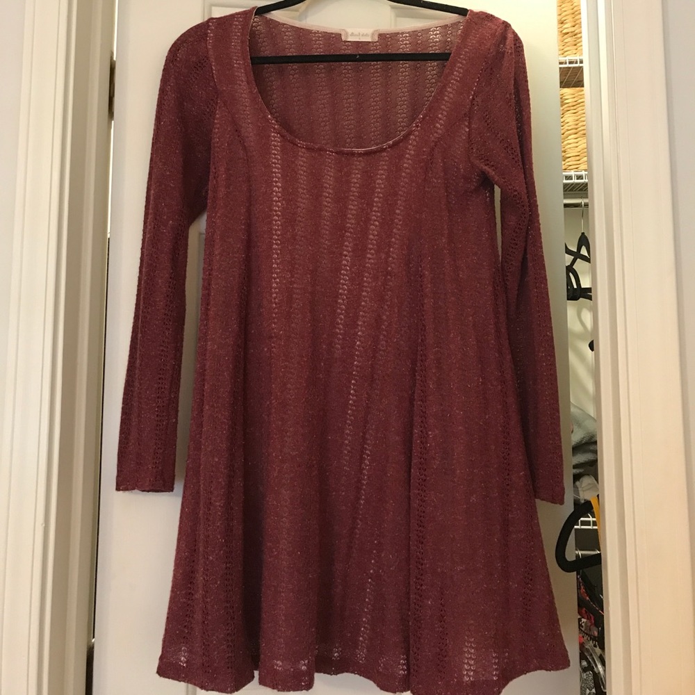 Altered State Long Sleeve Burgundy Sweater Dress