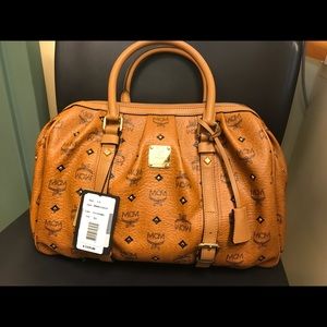 MCM Visetos Coated Boston Satchel Bag MCM Visetos Coated Boston Satchel Bag