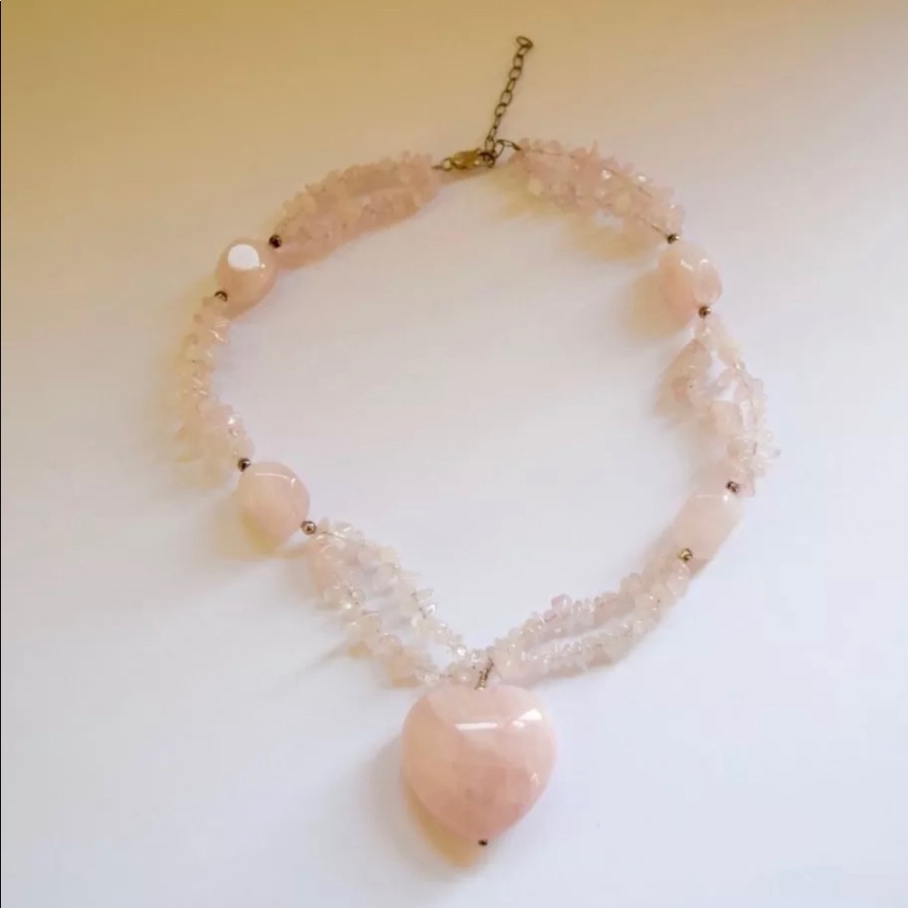sterling silver rose quartz necklace