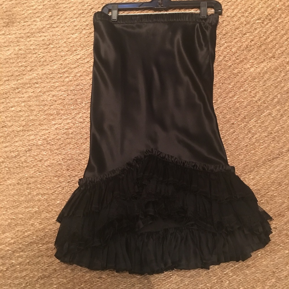 Roberto Cavalli satin with black lace trim skirt