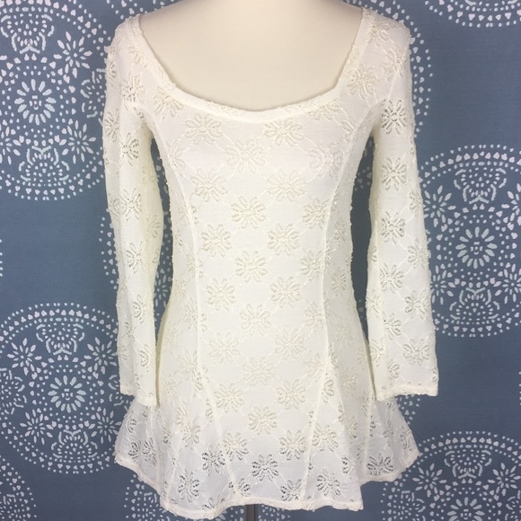Free People Tops - Free People Ivory Floral Lace Top