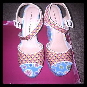 Chinese Laundry Jollypop blue multi wedge