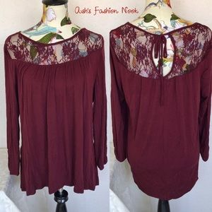 💠Just in💠 Maurices-Burgundy With Lace Blouse 💠Just in💠 Maurices-Burgundy With Lace Blouse