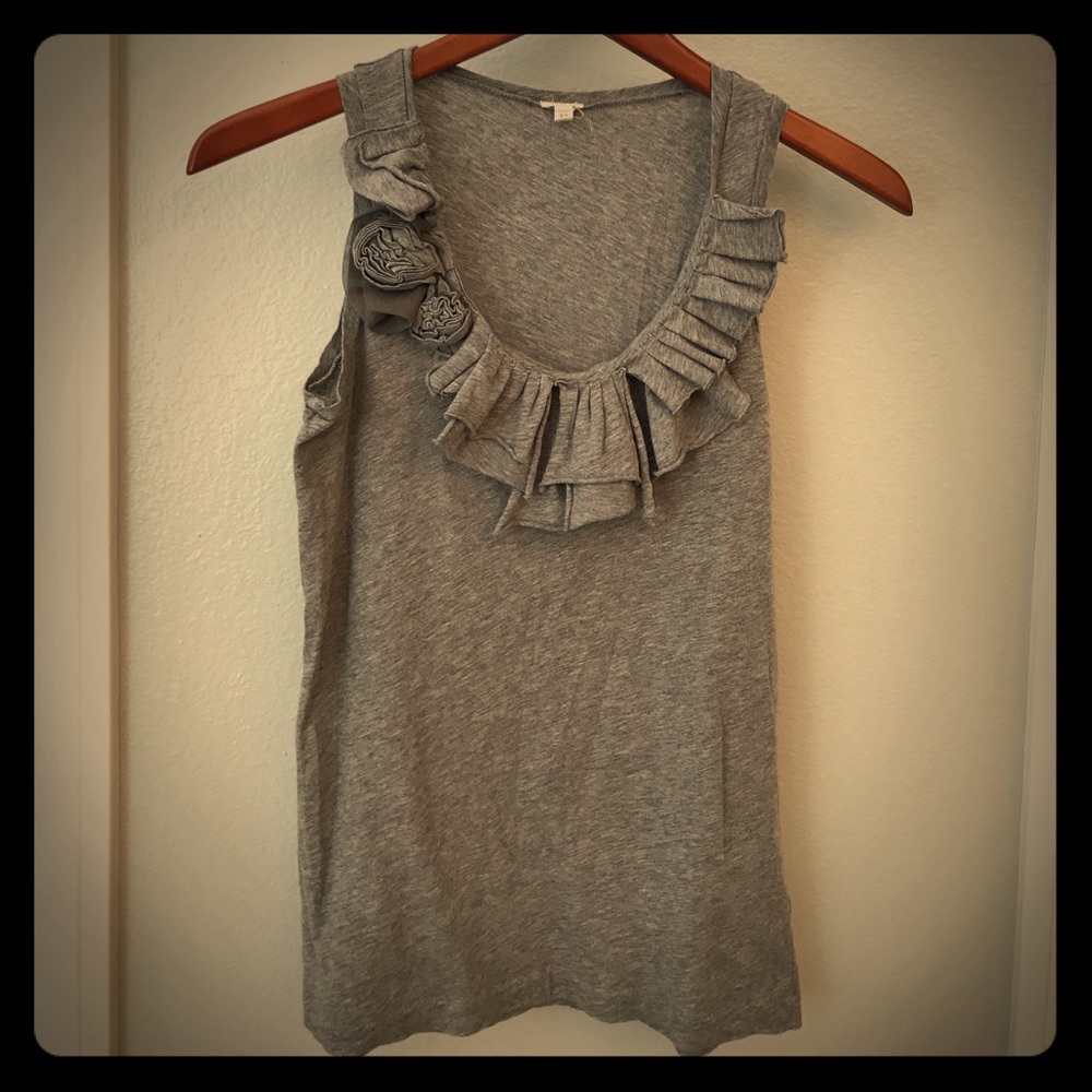 J.CREW  RUFFLE NECK TOP